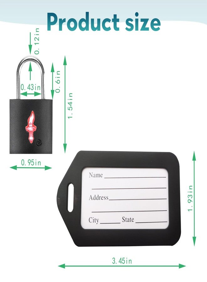 DUALCROWN 6 Pack Black TSA Luggage Locks with Key+6 Pack Travel tag, Luggage Lock TSA Approved for Backpacks, Bags and Luggage, 6 Pack Black Lock+6 Pack tag - Image 2